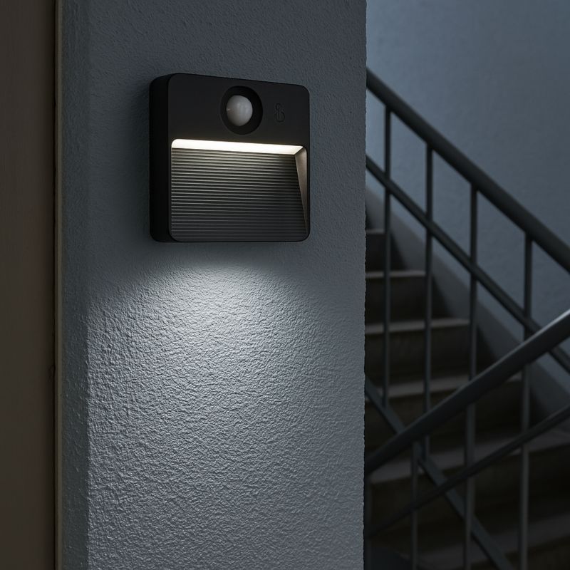 Lampa ścienna LED MasterLED Poli czujnik ruchu PIR akumulatorowa 3CCT IP20 czarna 1 szt.