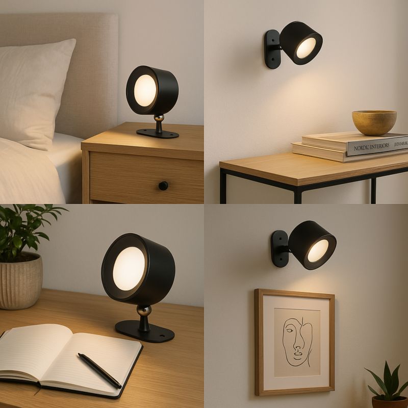 Lampa ścienna LED MasterLED Rino akumulator 1W 3CCT magnes pilot IP20 czarna kinkiet 1 szt.