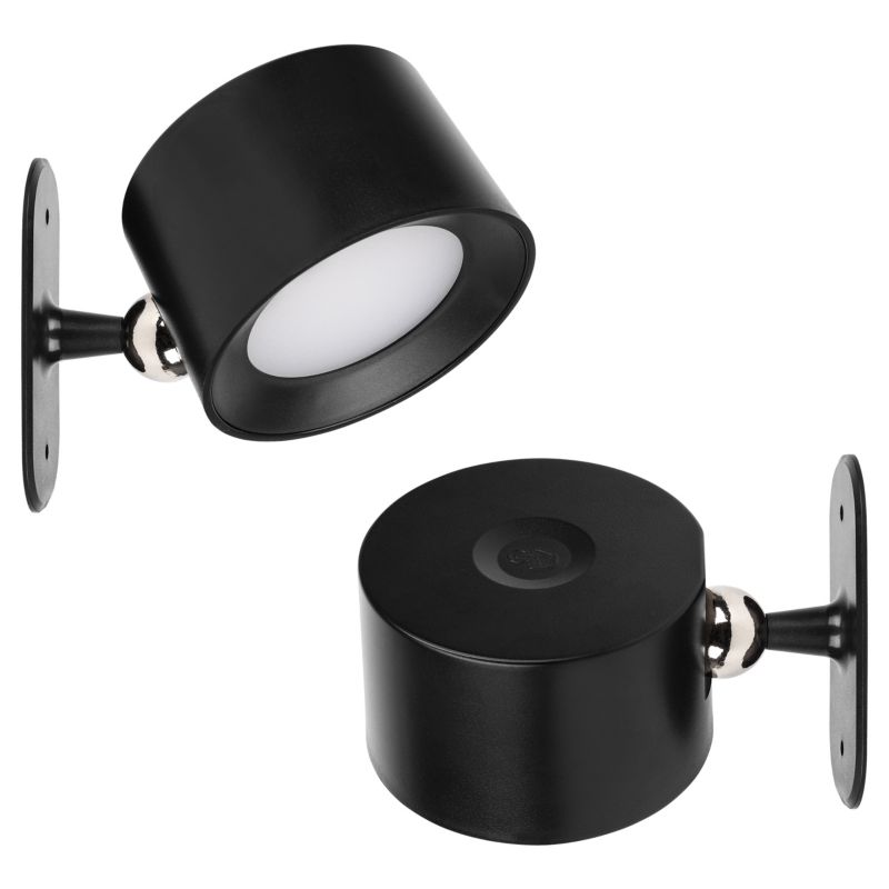 Lampa ścienna LED MasterLED Rino akumulator 1W 3CCT magnes pilot IP20 czarna kinkiet 1 szt.