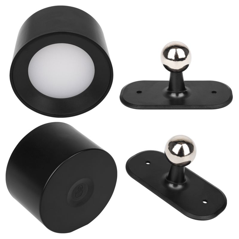 Lampa ścienna LED MasterLED Rino akumulator 1W 3CCT magnes pilot IP20 czarna kinkiet 1 szt.