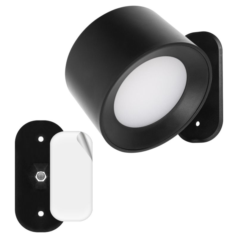 Lampa ścienna LED MasterLED Rino akumulator 1W 3CCT magnes pilot IP20 czarna kinkiet 1 szt.