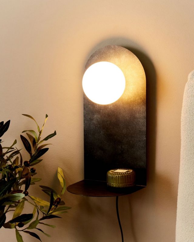 Lampa ścienna Mapi Z półką Metal Grafitowy 1 szt.