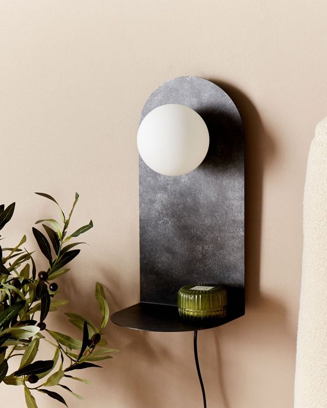 Lampa ścienna Mapi Z półką Metal Grafitowy 1 szt.