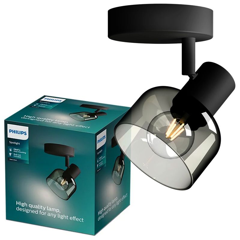 Lampa Ścienna Philips Sufitowa Kinkiet E14 LED Czarna 1 szt.