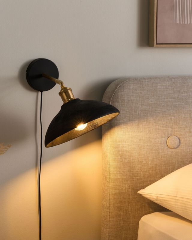 Lampa ścienna Yerala Regulowana Drewno mango Czarny 1 szt.