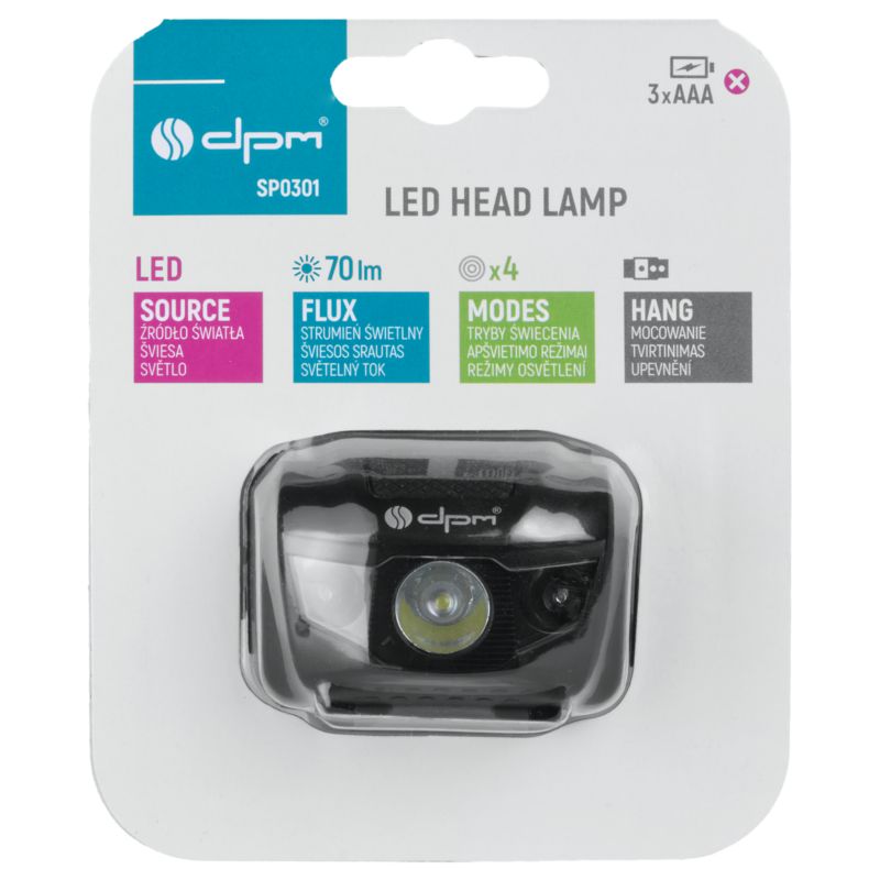 Lampa czołowa DPM SP0301 70 lm