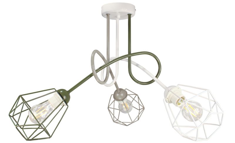 Lampa DECORI Edison Max 3 Diamond Biały Szary Oliwka, 1 szt