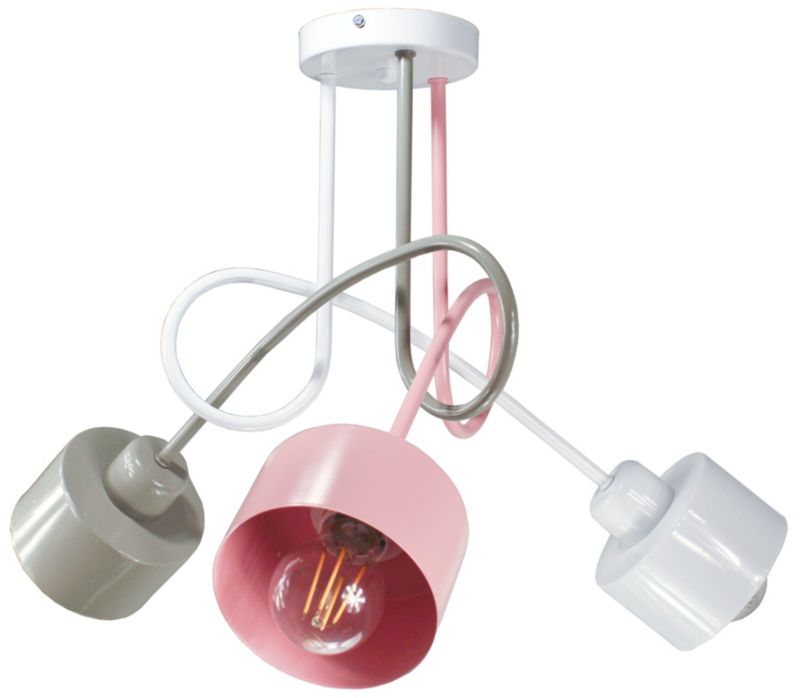 Lampa DECORI Edison Max 3 Loft Biały Szary Róż, 1 szt