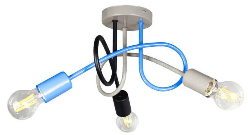 Lampa DECORI Edison Mini 3 Niebieski Szary Czarny, 1 szt.