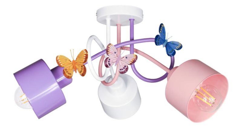 Lampa DECORI Edison Mini Klosz 3 Dekor Folet Biały Róż, 1 szt.
