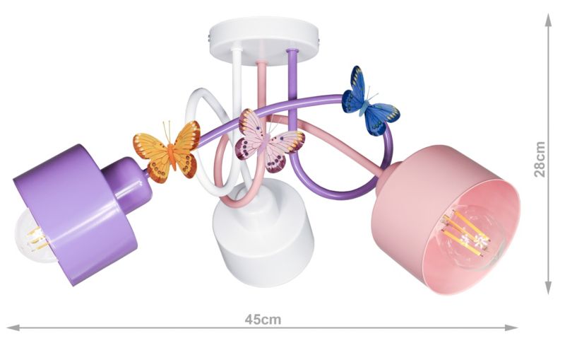 Lampa DECORI Edison Mini Klosz 3 Dekor Folet Biały Róż, 1 szt.
