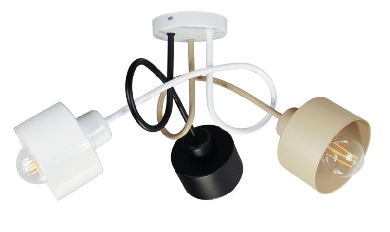 Lampa DECORI Edison Mini Loft 3 Biały Czarny Beż, 1 szt.
