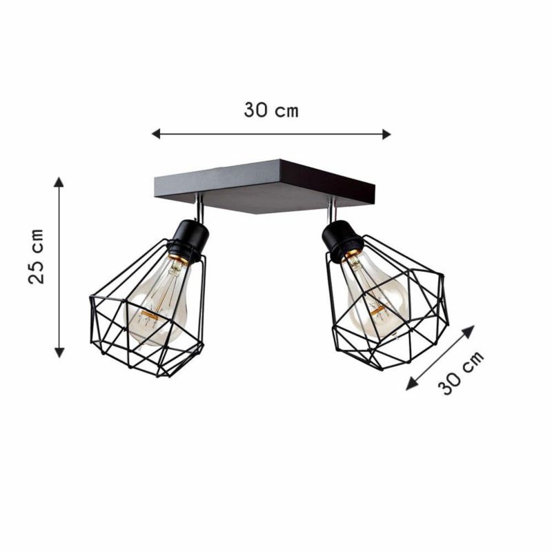 Lampa Diamante Soffitto Bodek sufitowa czarna loft plafon 1 szt.