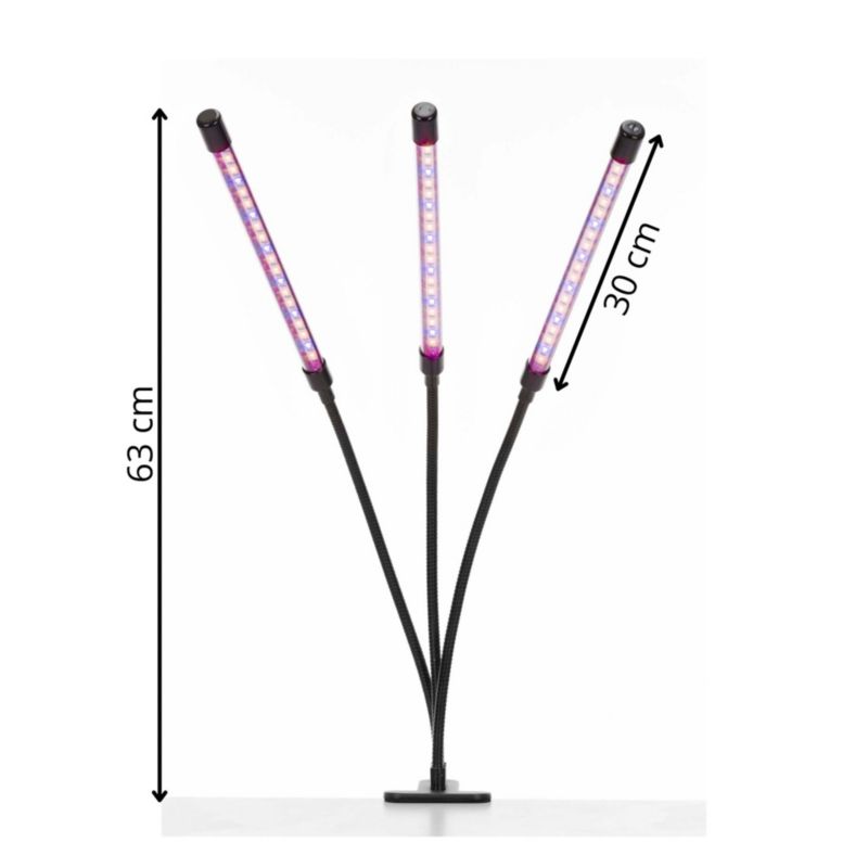 Lampa do wzrostu roślin Springos z 3 panelami LED timerem, klipsem, usb 1 kpl.