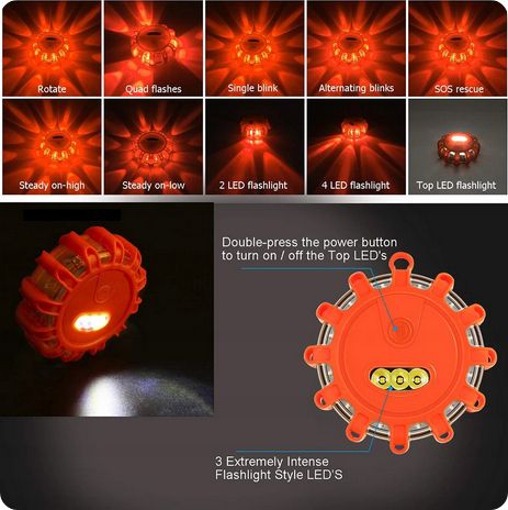 Lampa FEINZ Ostrzegawcza Błyskowa Kogut Led Dysk Flara Akumulator Homologacja 2L 1 szt.