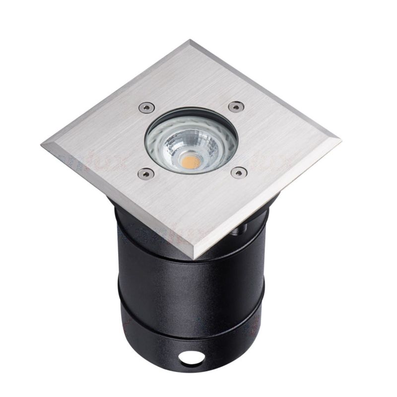 Lampa gruntowa najazdowa Kanlux Berg czarno-srebrna  1 x GU10 x 10W IP67 wym: 11 x 11 x 14,5 cm - 1 szt.