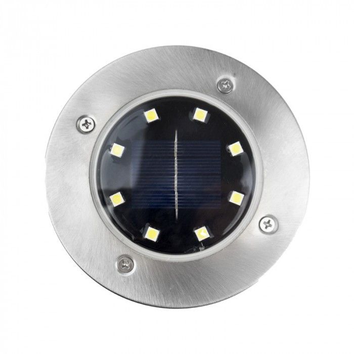 Lampa gruntowa wbijana Ecolight Wbijane Solarne srebrno-czarna LED  6500K 2lm  IP44 wym: 12,6 x 11,5 x 11,5 cm metal - 1 szt.