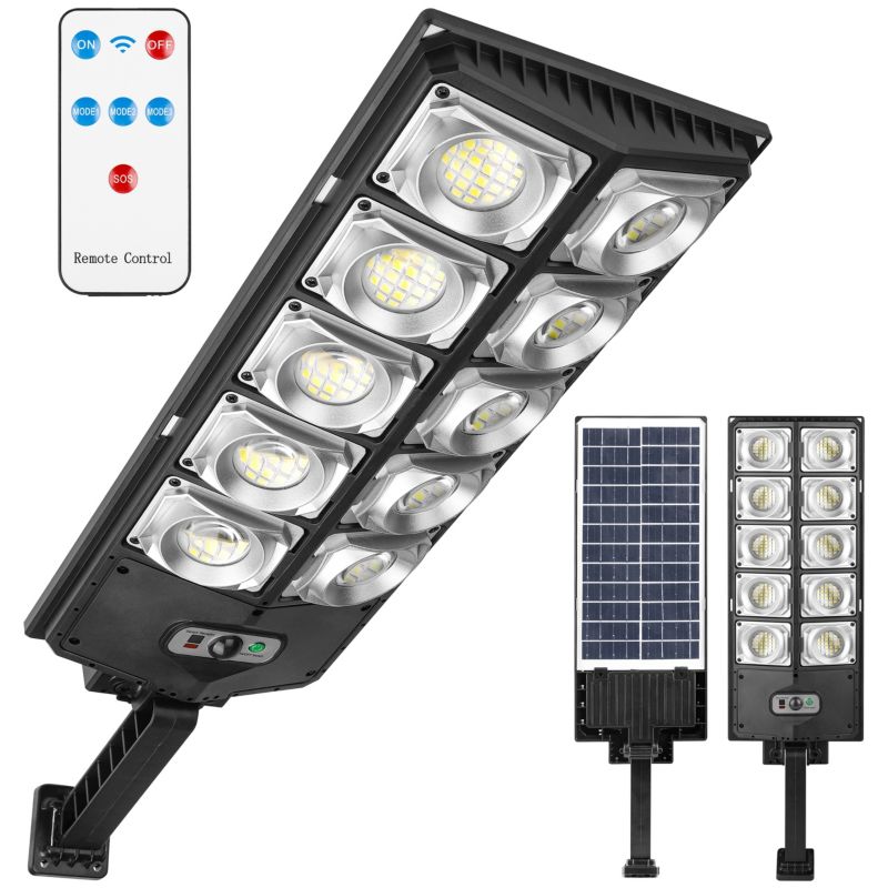 Lampa LED solarna uliczna MasterLED 300W 61,5 cm zimna biel 6000K IP65 z pilotem czarna 1 szt.