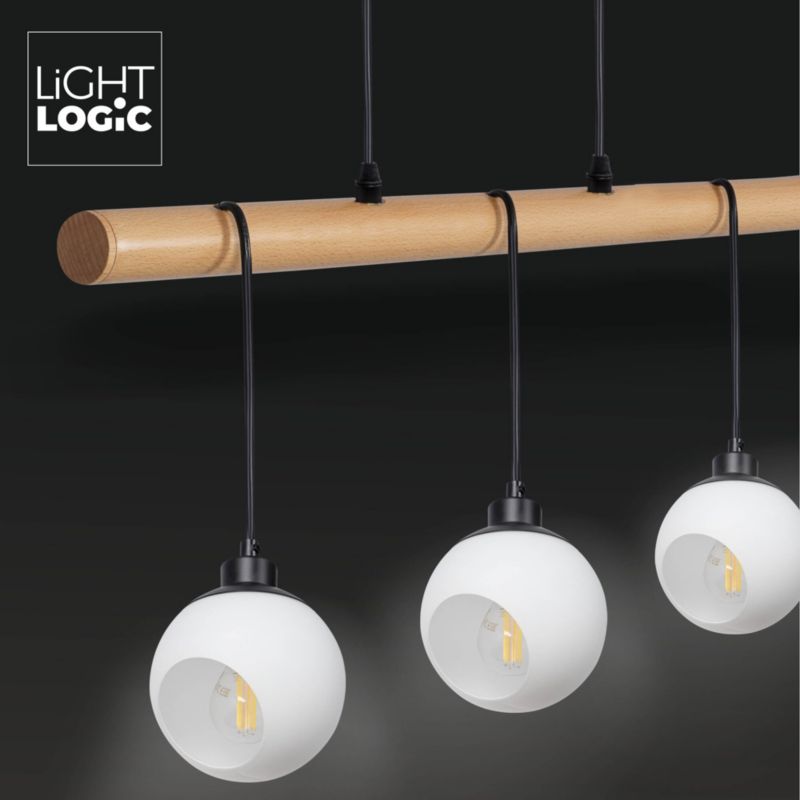 Lampa LightLogic LL COMT C-I 3xE14 66228 biały klosz drewno do jadalni do LED 1 szt.