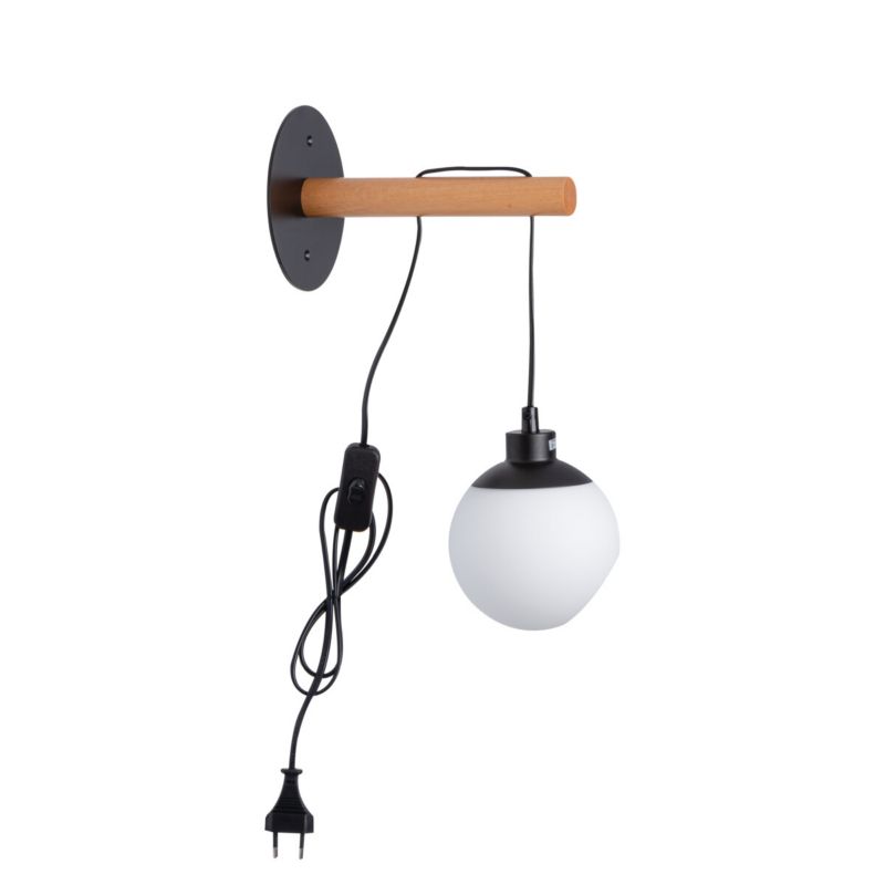 Lampa LightLogic LL COMT W 1xE14 66229  kinkiet biały klosz drewniana 1 szt.