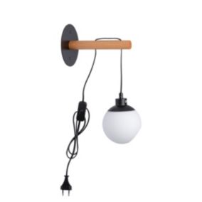 Lampa LightLogic LL COMT W 1xE14 66229  kinkiet biały klosz drewniana 1 szt.