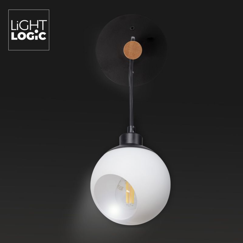 Lampa LightLogic LL COMT W 1xE14 66229  kinkiet biały klosz drewniana 1 szt.