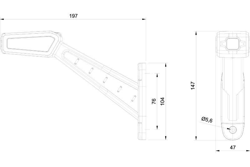 Lampa obrysowa trzyfunkcyjna FRISTOM FT-146 LED wysięgnik gumowy PRAWA 1 szt.