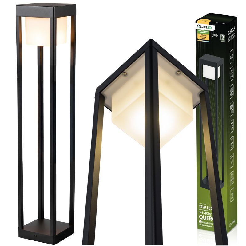 Lampa Ogrodowa Lumiled Słupek Zewnętrzny Stojący LED 12W 3000K 80cm Czarny 1 szt.