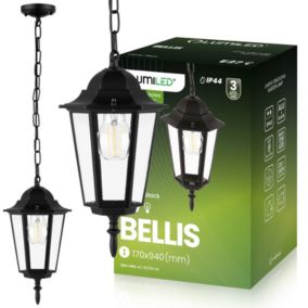 Lampa Ogrodowa Lumiled Wisząca Zewnętrzna E27 Latarnia Czarna 1 szt.