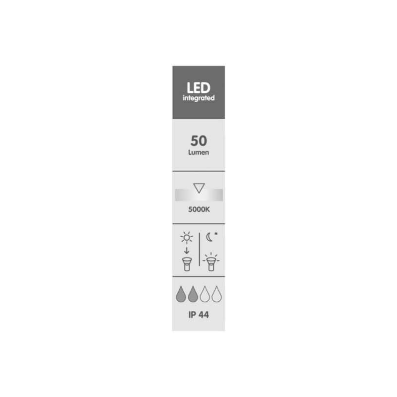 Lampa ogrodowa solarna GoodHome Kiana z czujnikiem ruchu 50 lm 5000 K stalowa