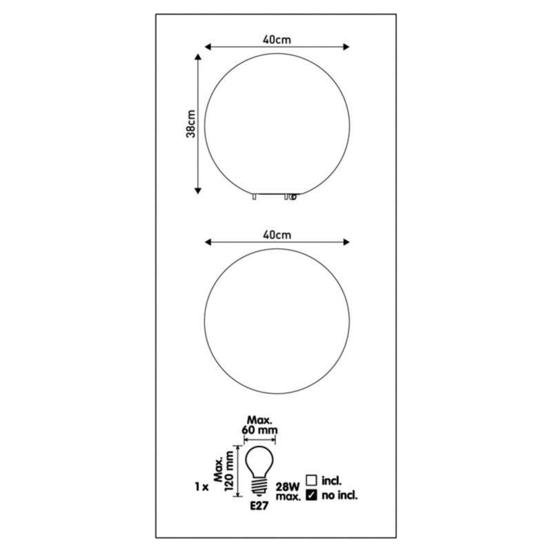 Lampa ogrodowa Vancouver 40 cm 1 x 28 W E27