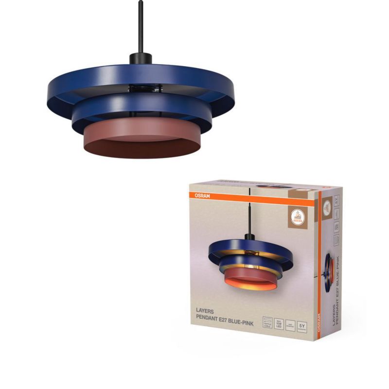 Lampa Osram Oprawa Sufitowa Wisząca E27 Dekoracyjna Niebieski Różowy 1 szt.