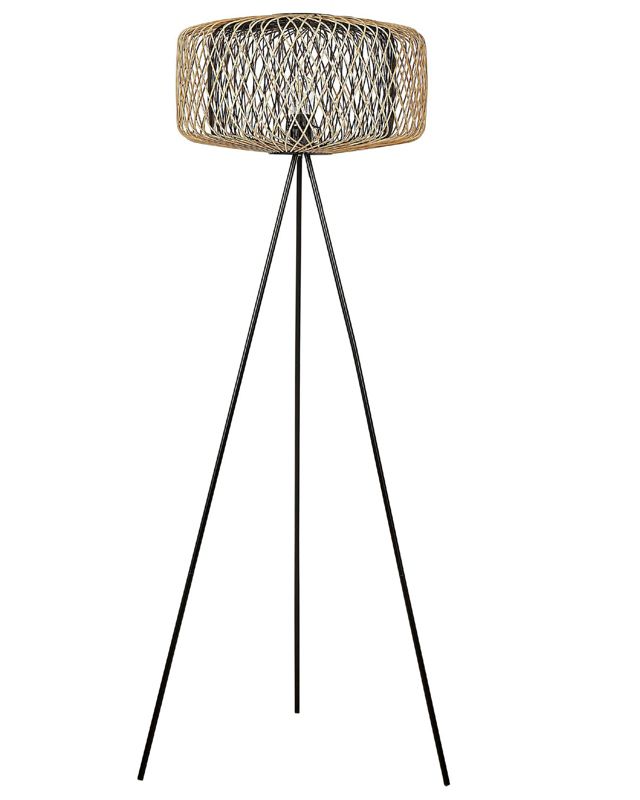 Lampa podłogowa Javari Drewno bambusowe Czarny 1 szt.