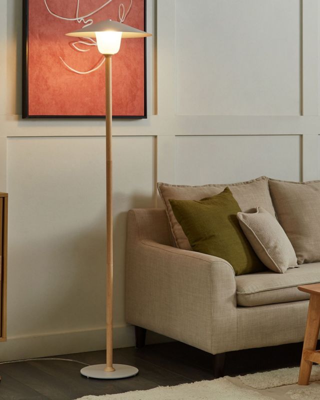 Lampa podłogowa Moppy Drewno Biały 1 szt.