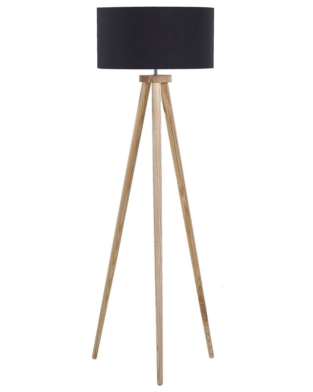 Lampa podłogowa Nitra Drewno Czarny 1 szt.