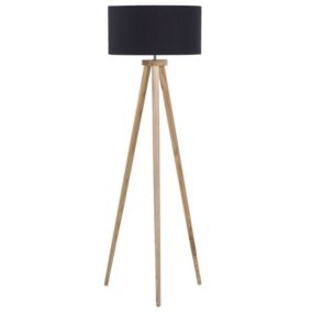 Lampa podłogowa Nitra Drewno Czarny 1 szt.