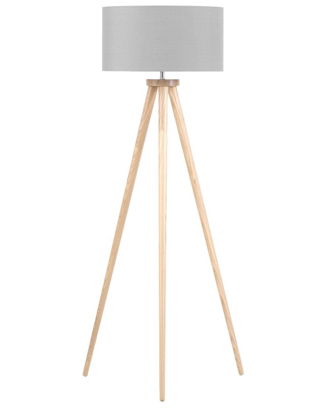 Lampa podłogowa Nitra Drewno Szary 1 szt.