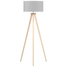 Lampa podłogowa Nitra Drewno Szary 1 szt.