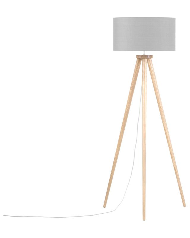 Lampa podłogowa Nitra Drewno Szary 1 szt.