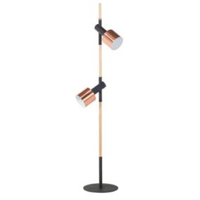 Lampa podłogowa Owens Drewno Czarny 1 szt.