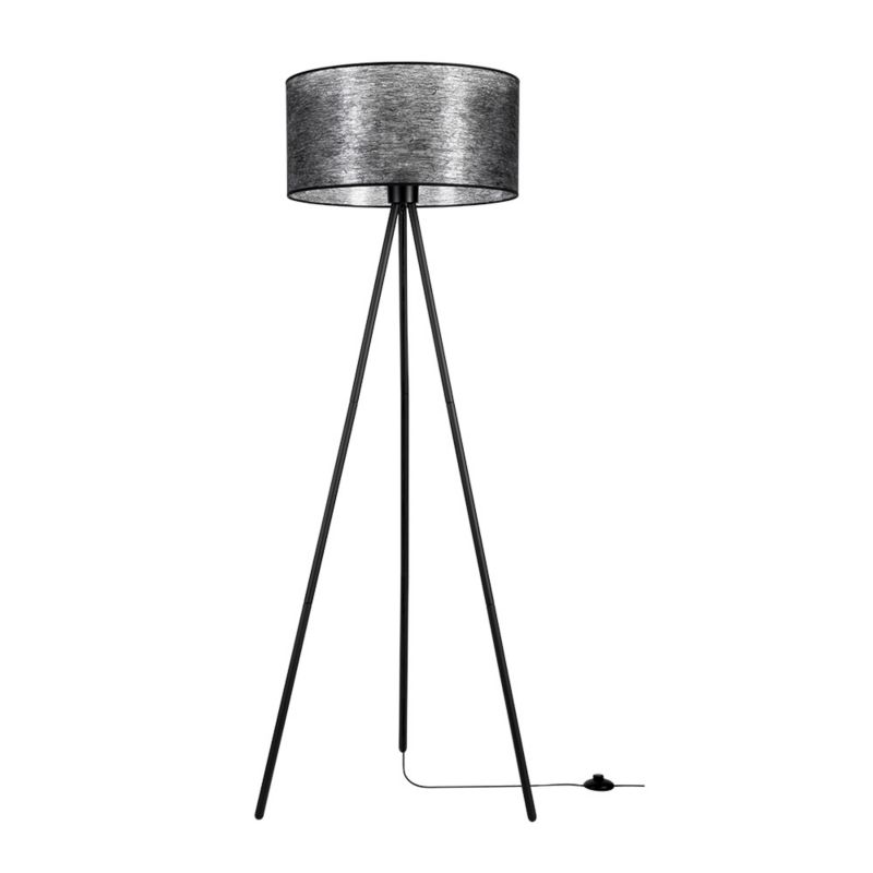 Lampa Podłogowa SPOT Light 1xE27 Max.40W Czarny Metalowy Trójnóg  z Czarnym Abażurem, Polski Producent, 1 szt.