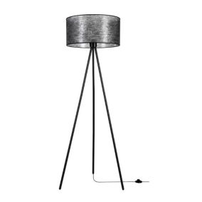 Lampa Podłogowa SPOT Light 1xE27 Max.40W Czarny Metalowy Trójnóg  z Czarnym Abażurem, Polski Producent, 1 szt.