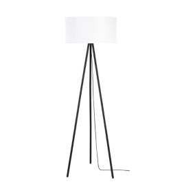 Lampa Podłogowa SPOT Light  1xE27 Max.40W Klasyczne Połączenie Czerni z Białą Tkaniną, Polski Producent, 1 szt.