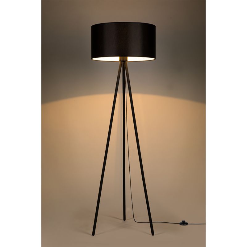 Lampa Podłogowa SPOT Light 1xE27 Max.40W Kompozycja Czarnej Podstawy z Eleganckim Czarnym Abażurem, 1 szt.