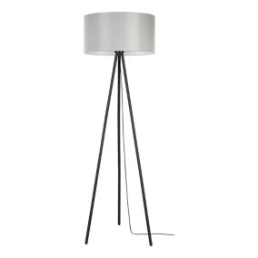 Lampa Podłogowa SPOT Light 1xE27 Max.40W Kompozycja Czarnej Podstawy z Klasycznym Szarym Abażurem, 1 szt.