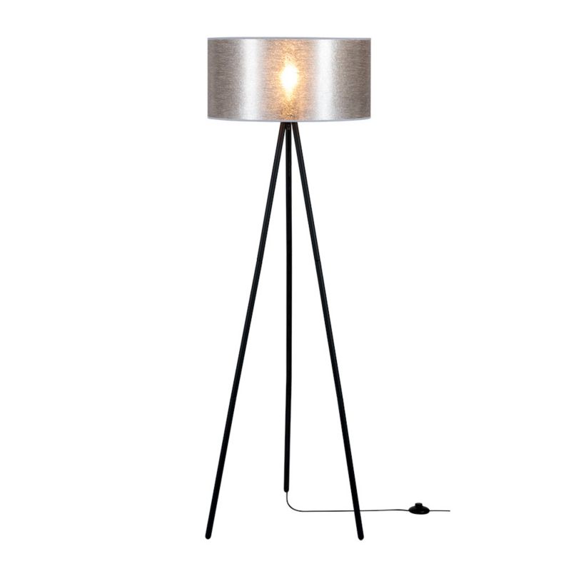 Lampa Podłogowa SPOT Light 1xE27 Max.40W Kompozycja Czarnej Podstawy z Srebrnym Abażurem, Polski Producent, 1 szt.
