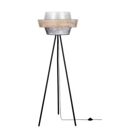 Lampa Podłogowa SPOT Light 1xE27 Max.40W Połączenie Czarnej Podstawy z Czarno Złoto Srebrnym Abażurem, 1 szt.