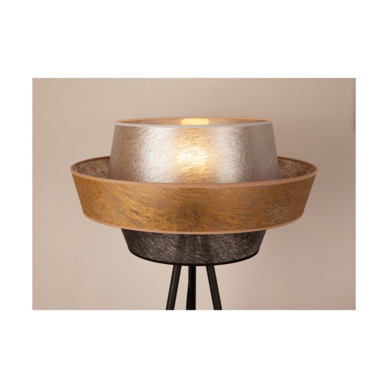 Lampa Podłogowa SPOT Light 1xE27 Max.40W Połączenie Czarnej Podstawy z Czarno Złoto Srebrnym Abażurem, 1 szt.