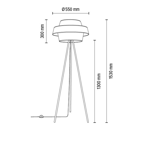 Lampa Podłogowa SPOT Light 1xE27 Max.40W Połączenie Czarnej Podstawy z Czarno Złoto Srebrnym Abażurem, 1 szt.
