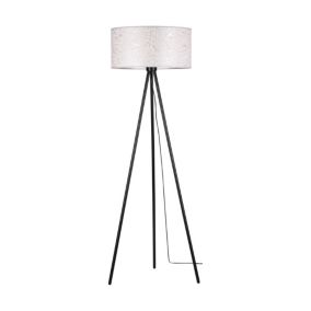 Lampa Podłogowa SPOT Light 1xE27 Max.40W Połączenie Czerni z Eleganckim Beżowym Abażurem, Polski Producent, 1 szt.